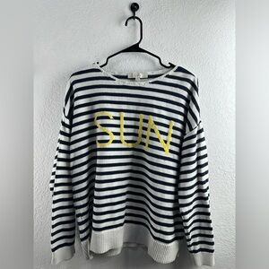 LOFT Women’s White/Navy Knit “Sun” Sweater Size XL NC0312